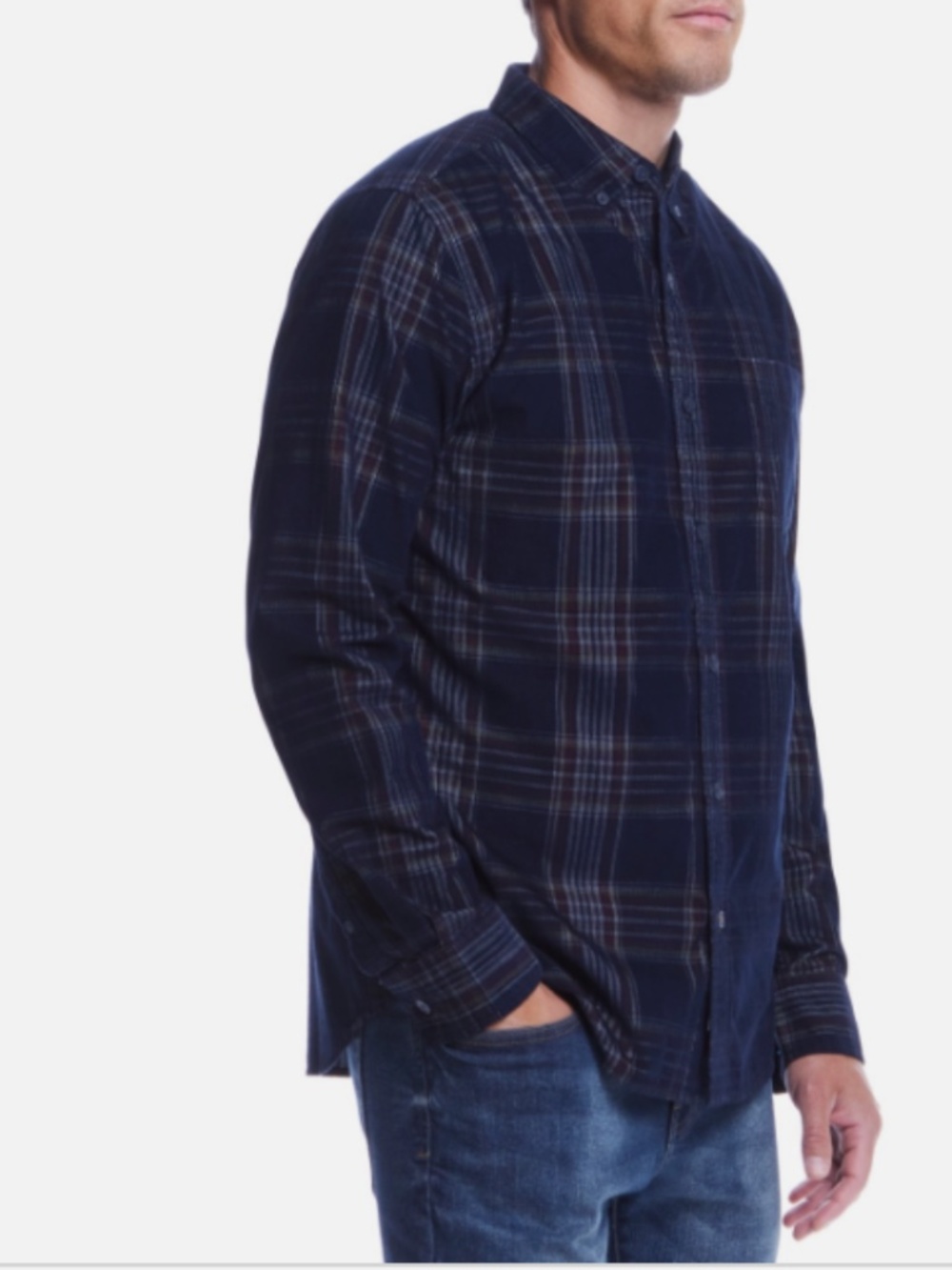 Weatherproof Vintage Men's Plaid Corduroy Shirt - Blue SIZE M NWT
